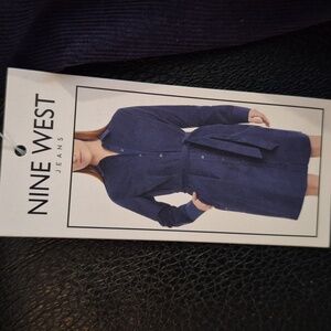 Nine West Elegant Navy Long Sleeve Dress